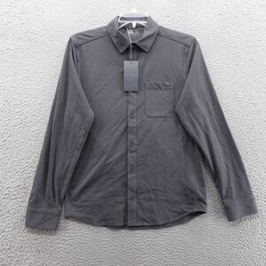 VRST‎ Mens Refined Knit Long Sleeve Button Down Shirt Small Gray UV 50+ NEW